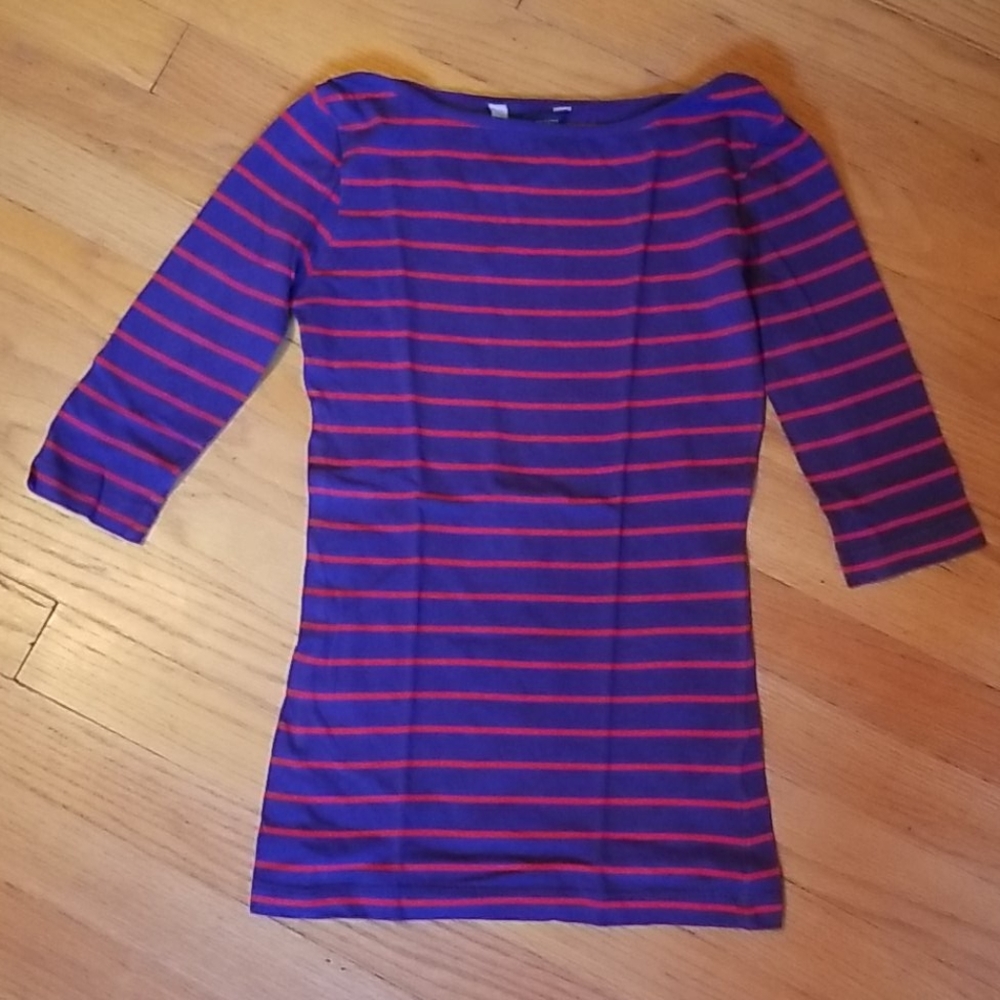 XS French Connection Red/Blue Striped 3/4 Sleeve